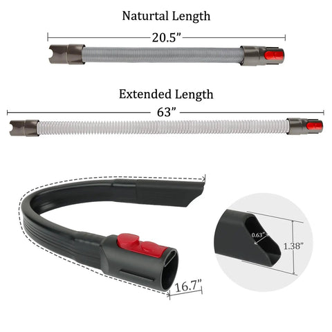 Flexible Crevice Tool And Extension Hose Kit For Cordless Vacuums Gen5 V15 V15s V12 V11 V10 V9 V8 V7 showing 63 in extended length