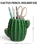 Cactus Desk Organizer Set With Ceramic Pen Holder featuring green ceramic cactus design, filled with pens and scissors for women