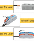 Instructions for using Lever Wire Connector Kit 63 Pieces With Multi Port 2in2out 3in3out 2in4out 2in6out Push In Quick Connectors
