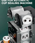 Cup Sealing Machine For Coffee Shops And Milk Tea Bars Includes Two Rolls Of Sealing Film, white finish seals PP cups, automatic machine