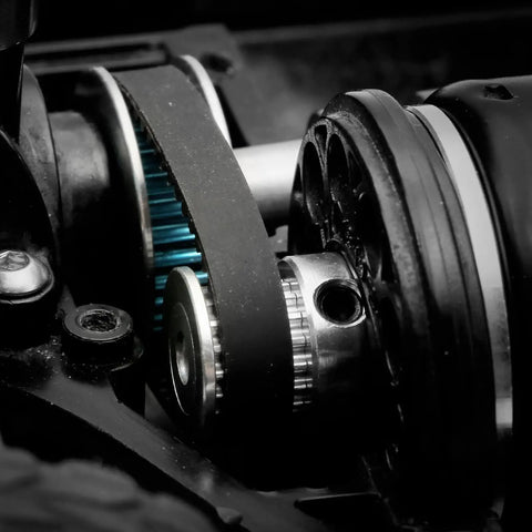 Belt Drive Transmission Kit with Aluminum 32T and 16T Pulleys, featuring Metal Spur Gear, upgrade for TT-02 4WD Shaft Drive RC Car