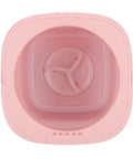 No Sweat Foldable Mini Washing Machine, Portable Compact Washer with pink design and smooth drum for light loads.