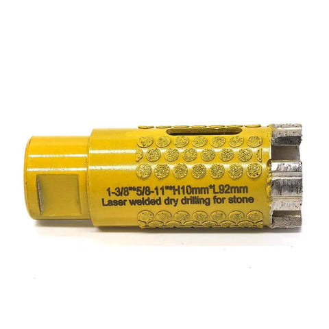Side view of 1 3/8 inch diamond core drill bit for stone and granite with dot protection, electroplated for dry or wet drilling.