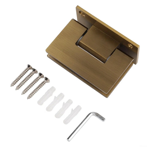 Glass Door Hinges For Shower And Office Partitions With A Smooth 180 Degree Swing And Stable Panels, Heavy Duty Rust Resistant 304 Stainless Steel For Bathrooms, Laundry Rooms, And Humid Spaces, brushed gold