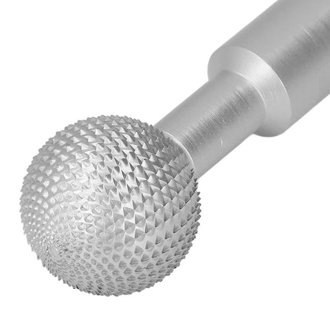 Rugged Spherical Wood Carving Burr Tungsten Carbide Teeth 10 Millimeter Hole Fits 100 Angle Grinder Thick Coat Alloy Steel File close-up