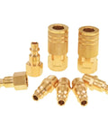 Eight Pack One Quarter Inch NPT Air Fittings Kit With Solid Brass Quick Connect Couplers And Plugs For Air Hoses And Compressors