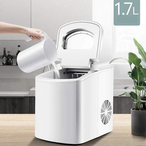 Reliable Countertop Ice Maker Machine Produces Straight Up Fast Round Cubes In Just Seven Minutes with 1.7L water pitcher.