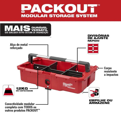Gutsy Modular Tool Tray For Tradesmen Heavy Duty Plastic Organizer in red with adjustable dividers and metal handle.