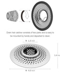 Detachable Drain Hair Catcher And Shower Strainer For Bathtub Stainless Steel Drain Protector in two-part design, size 4.5x4.5x1.4 inches