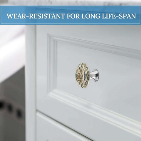 2 Pack French Country Style Cabinet Knobs Stainless Steel Drawer Pulls on white kitchen cabinet