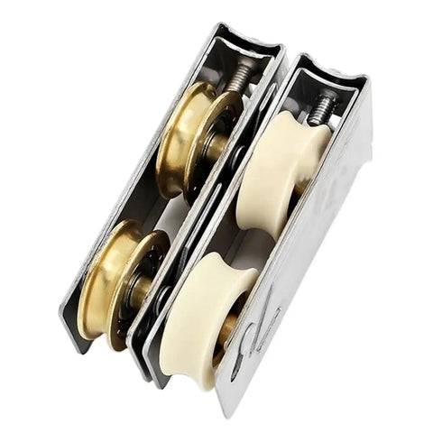 Four Pack Premium Stainless Steel Double Copper Wheel Pulleys For Smooth As Butter Screen Doors And Windows With Built Tough Bearing Rollers