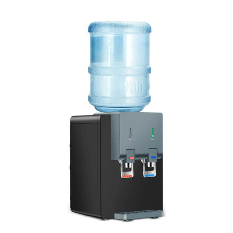 Countertop Water Cooler Dispenser For Home Office Dorms Black Holds 3 Or 5 Gallon Jug Top Loading Hot And Cold Water Kid Safe Lock