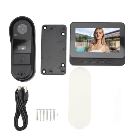 Video Doorbell System With 8 Inch Touch Screen Monitor, Clear Day And Night Vision, Remote Unlock, Two Way Audio, accessories shown