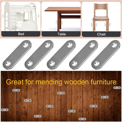 20 Pieces Stainless Steel Straight Brace Brackets 2 Inch Flat Mending Plates With Screws for wood furniture repair and joining