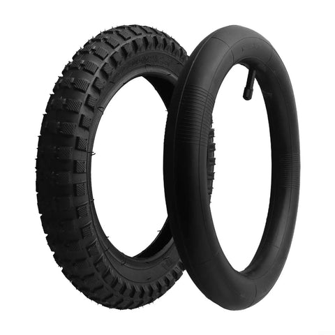 12x2.125 Inch Tire And Inner Tube Set For 12 Inch Bikes, Scooters And Electric Skateboards, Puncture Resistant Rubber With AV Valve, Black