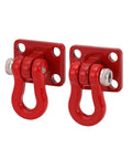 Metal Tow Hook Set For SCX24 TRX4M One Twenty Fourth And One Eighteen RC Crawlers Four Piece Recovery Hook Kit, red metal hooks close-up
