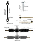 Components of Complete 29 Inch Rear Live Axle Kit Beefed Up For Go Karts And Drift Trikes With 6 Inch Wheels displayed with measurements