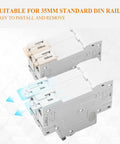 Tough Built 2P Dc Circuit Breaker 20Amp 500Volt Din Rail Mount Solar Disconnect Switch For Pv Panels Battery Bank Inverter Rv Camper Home Electrical Panel No Sweat Setup Hella Reliable, showing two disconnect switches on a standard DIN rail.