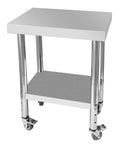 Stainless Steel Prep Table 24X18 With Adjustable Undershelf And Four Wheels Heavy Duty Workhorse For Restaurant Kitchen Home Hotel Durable And Easy To Clean
