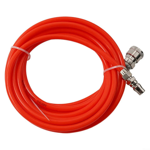 Built Tough Air Compressor Hose With Polyurethane Tubing And C Type Quick Connect Fittings Flexible Pneumatic Air Line For Workshop Tasks And Tire Inflation Plug And Play Setup, 10m red hose with quick connector.