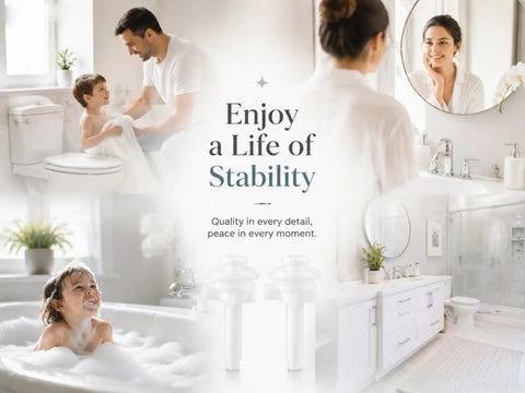 Heavy Duty Toilet Seat Screws Replacement Kit With Universal Bolts And Plastic Screw Cover Caps For Standard And Elongated Toilets No Sweat Bathroom Hardware Refresh displayed in a bright bathroom.