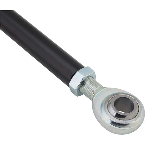 Weld On Rear Panhard Bar Track Rod Kit For Parallel Mount Multi Link Suspensions Universal Fit To Control Lateral Axle Movement In Coil Spring Or Coil Over Setups Built Tough With High Quality Components. black rod end close-up