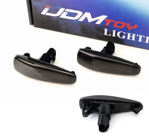 Smoked Amber LED Side Marker Light Assembly Pair With 36 SMD LEDs Sequential Blink Black Smoke Lens For Mitsubishi Lancer Evo X Mirage
