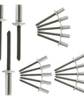 Aluminum Pop Rivet Kit 120Pcs With Steel Mandrel Dome Head Rivets 3/16 Inch Diameter Assorted Lengths and Grip Range