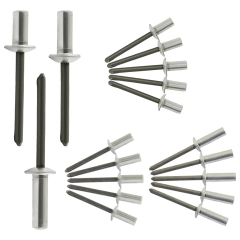 Aluminum Pop Rivet Kit 120Pcs With Steel Mandrel Dome Head Rivets 3/16 Inch Diameter Assorted Lengths and Grip Range