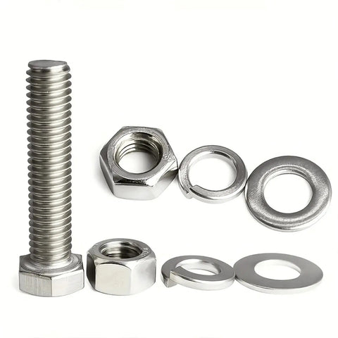 Heavy Duty 240 Piece Hex Head Bolts Nuts And Flat Washers Set For DIY Projects And Auto Repairs All In One Full Thread Machine Screws Kit Hex Head Hardware Assortment, close-up