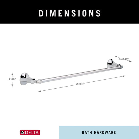 Dimensions of Polished Chrome 24 Inch Towel Bar For Bathroom Wall Mount Durable Zinc Construction No Fuss Rust Resistant Easy Install Rack
