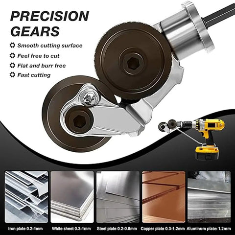 Heavy Duty Electric Drill Metal Plate Cutter Attachment For Precise Circular Holes In Sheet Steel And Aluminum Handy Portable Hole Slicer Tool with precision gears for smooth cutting.
