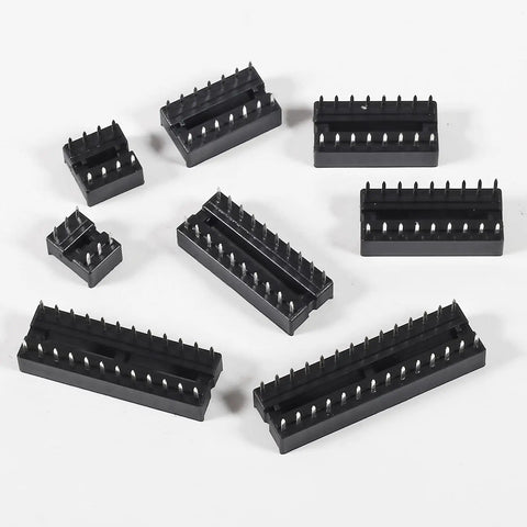 Super Handy DIP IC Sockets Kit With 66 Solder Type Adapters in various sizes on white background