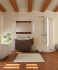 Modern bathroom with 24 Inch LED Vanity Light Bar With 3 In 1 Switchable Color Temperature Warm Neutral Cool White Over The Mirror