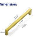 30 Pack Seven And A Half Inch Square Cabinet Handles Brushed Brass Drawer Pulls dimension diagram with measurements