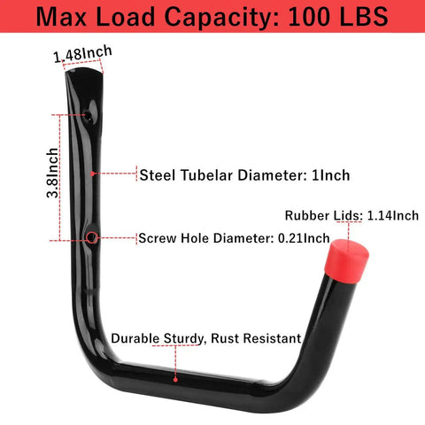 Heavy Duty Garage Storage Hooks 15 Inch Jumbo Arm Kayak Wall Hangers 100 Lb Capacity Steel Canoe Rack with measurements