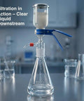 Glass Vacuum Filtration Set With 1000 mL Flask And 300 mL Funnel, 10 Micron Pore For Lab Liquid Clarification in use.