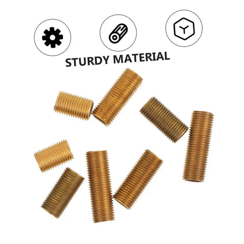 Brass Lamp Rod Nipple Threaded Couplings Kit for Light Fixtures shown with hollow rods for DIY lighting projects