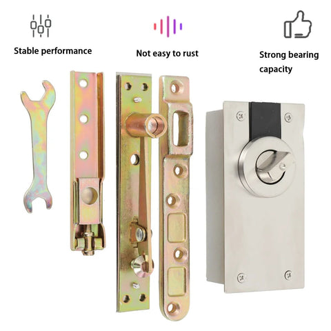 Invisible Door Pivot Hinge System For Hidden Bookcase Doors On Wood Doors And Secret Doors With Heavy Duty 660 Lb Capacity 360 Degree Rotation Ball Catch Hardware Ideal For Bookshelves Cabinets And Hidden Panels components.