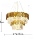 Fresh Gold Linear Led Pendant Light Featuring Gorgeous K9 Crystal Drops Ninety Centimeter Eight Bulb Dining Room Lamp with dimensions 75cm diameter and 48cm height.