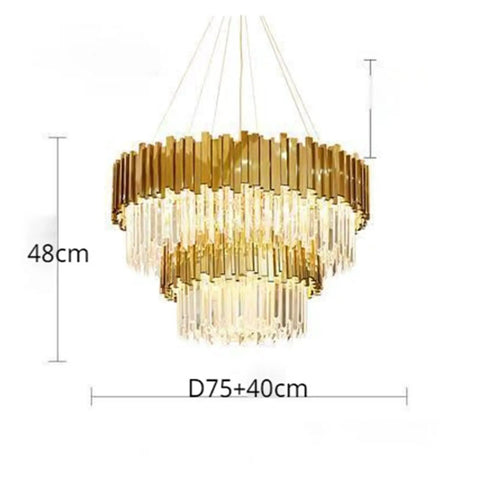 Fresh Gold Linear Led Pendant Light Featuring Gorgeous K9 Crystal Drops Ninety Centimeter Eight Bulb Dining Room Lamp with dimensions 75cm diameter and 48cm height.