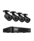 AI Powered Home Security System With Human And Vehicle Detection 8 Channel DVR 4 x 1080P Bullet Cameras for Indoor or Outdoor Use