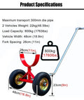 Heavy Duty Pipe Transport Cart Built Tough With Dual Fork Options 28cm Fork For 300mm Pipes 800kg Or 43cm Fork For 426mm Pipes 1000kg Steel Mobile Bar Cradle For Construction Sites Warehouses And Shops, 800kg spec diagram
