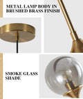 Smoked Glass Globe Pendant Light Brushed Gold Finish For Kitchen Island And Dining Room Dope Modern Mid Century Brass