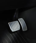 Tesla Model Y Juniper 2025 2026 and Model 3 Highland 2024 2026 aluminum self flip lock pedal set in brushed finish