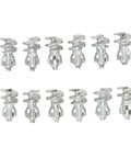 Super Tough As Nails Tungsten Steel Screw In Tire Studs For Badass Winter Traction On Cars Trucks Forklifts And Motorcycles Silver Anti Skid Pack Of 50, close-up of ten studs.