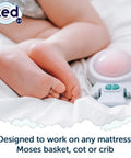 Calming Baby Sleep Aid With 6 Soothing Vibration Modes And Red Night Light To Help Your Little One Sleep Like A Champ beside baby feet