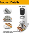 Product details of 80 Piece Potentiometer Kit With WH148 3 Pin 15mm Potentiometers In B5K B10K B20K B50K And B100K