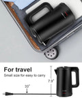 Compact 0.8L Electric Kettle Stainless Steel 800W Fast Boil Auto Shut Off Portable Water Boiler in suitcase for travel