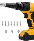Smooth Operator Cordless Pop Rivet Gun With Brushless Motor Works With 20 Volt Batteries Includes aluminum rivets and tools.